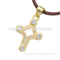 2016 leather core chain pave Zircon pendant necklace women gold Bicycle chain zircon necklace